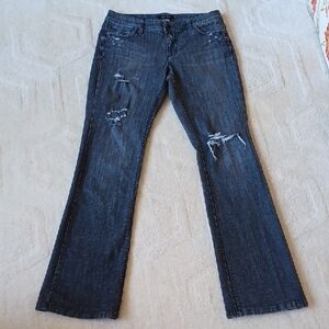White Hse. Blk. Market - Black Boot Leg Mid-rise Distressed Jeans W-6